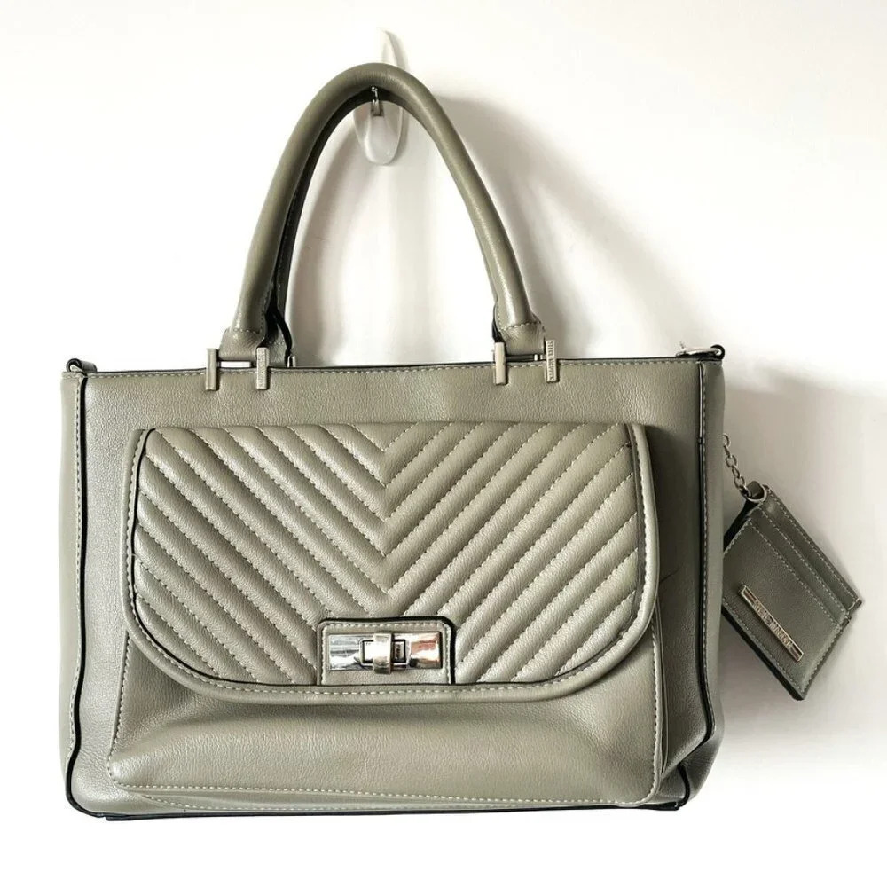 Steve Madden Leather Quilted Purse Bag w/ Card  Wallet